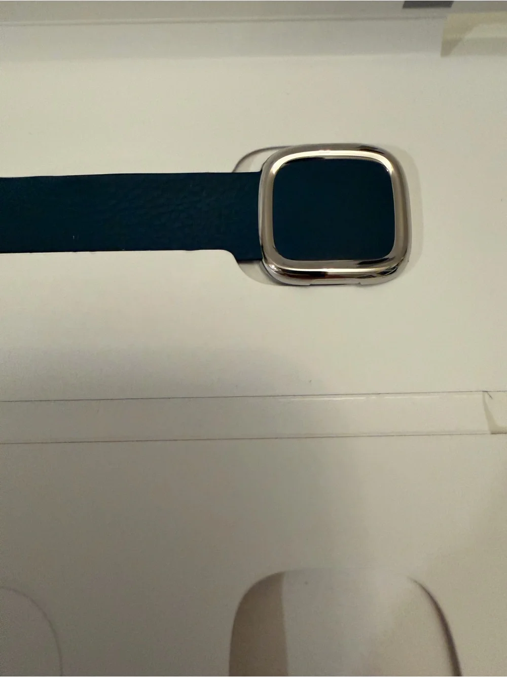 Apple Watch Deep Sea Blue Modern Buckle Leather Band Stainless Steel 40mm